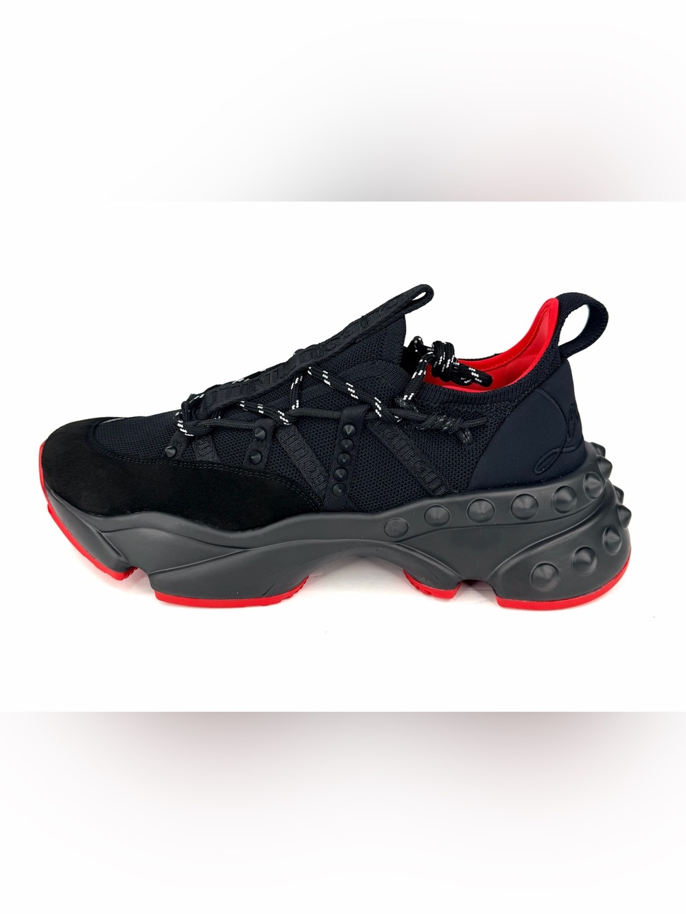 CHRISTIAN LOUBOUTIN Trailrun Black Leather Neoprene Sneakers EU 43.5 - US 10.5